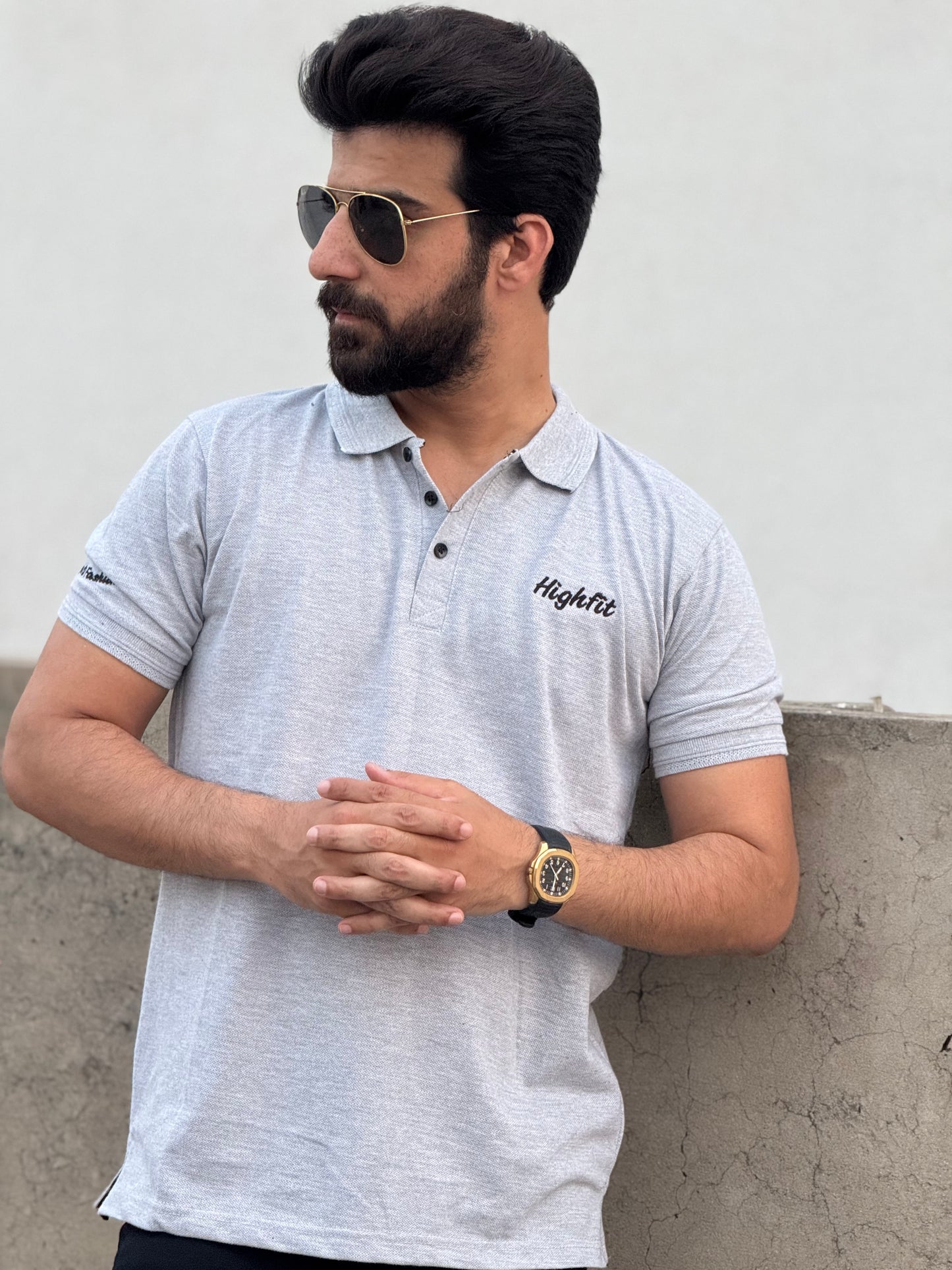 Light-Grey Classic Basics Cotton Polo
