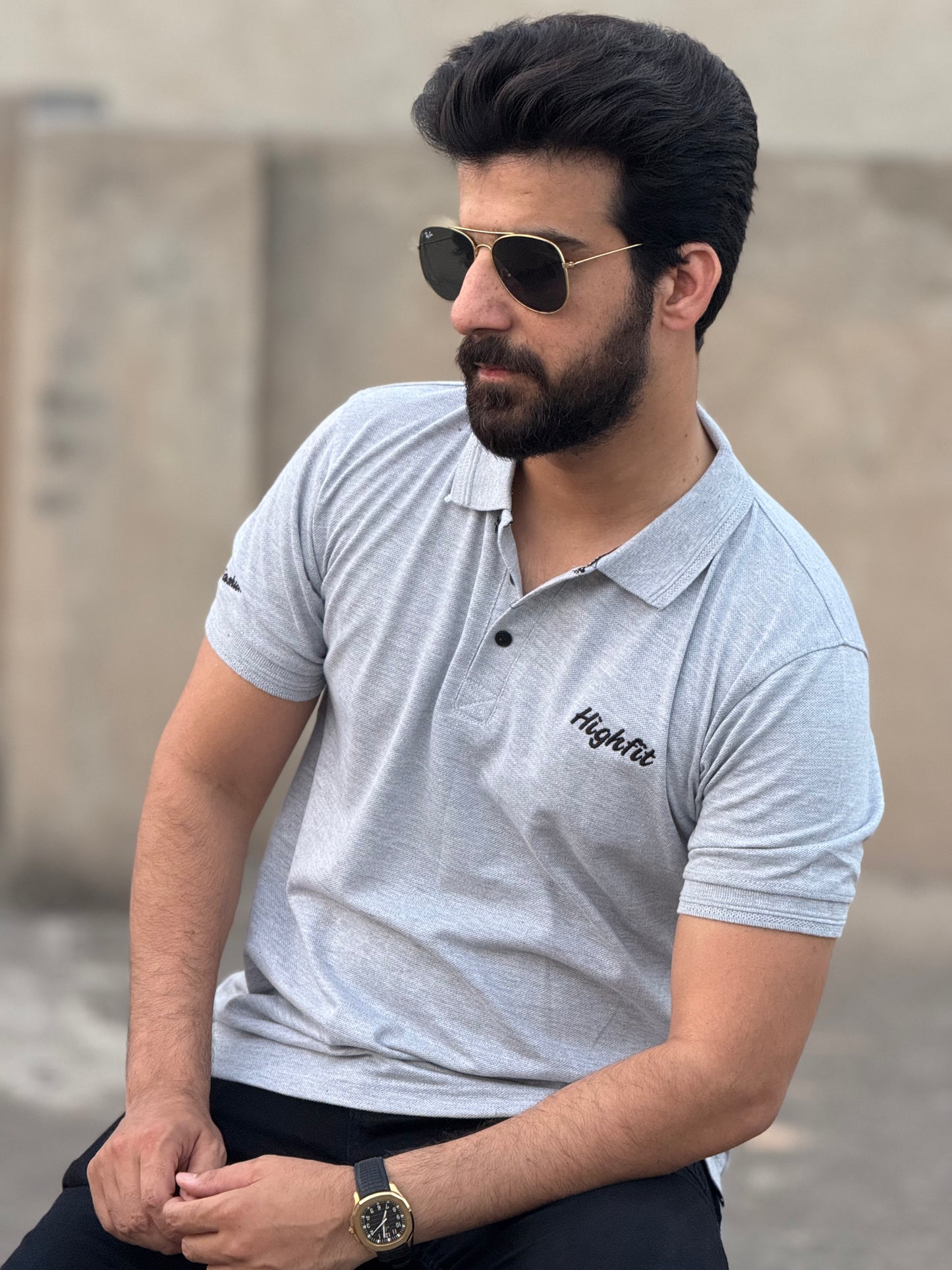Light-Grey Classic Basics Cotton Polo