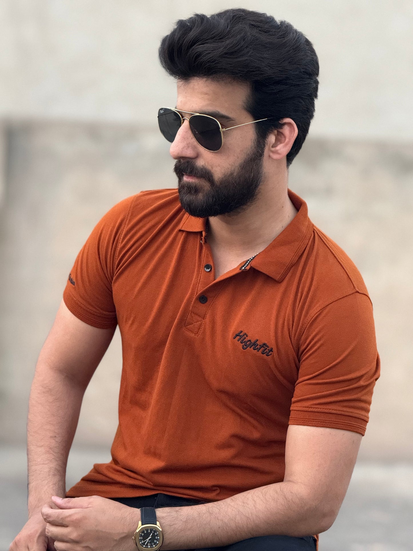 Brown Classic Basics Cotton Polo