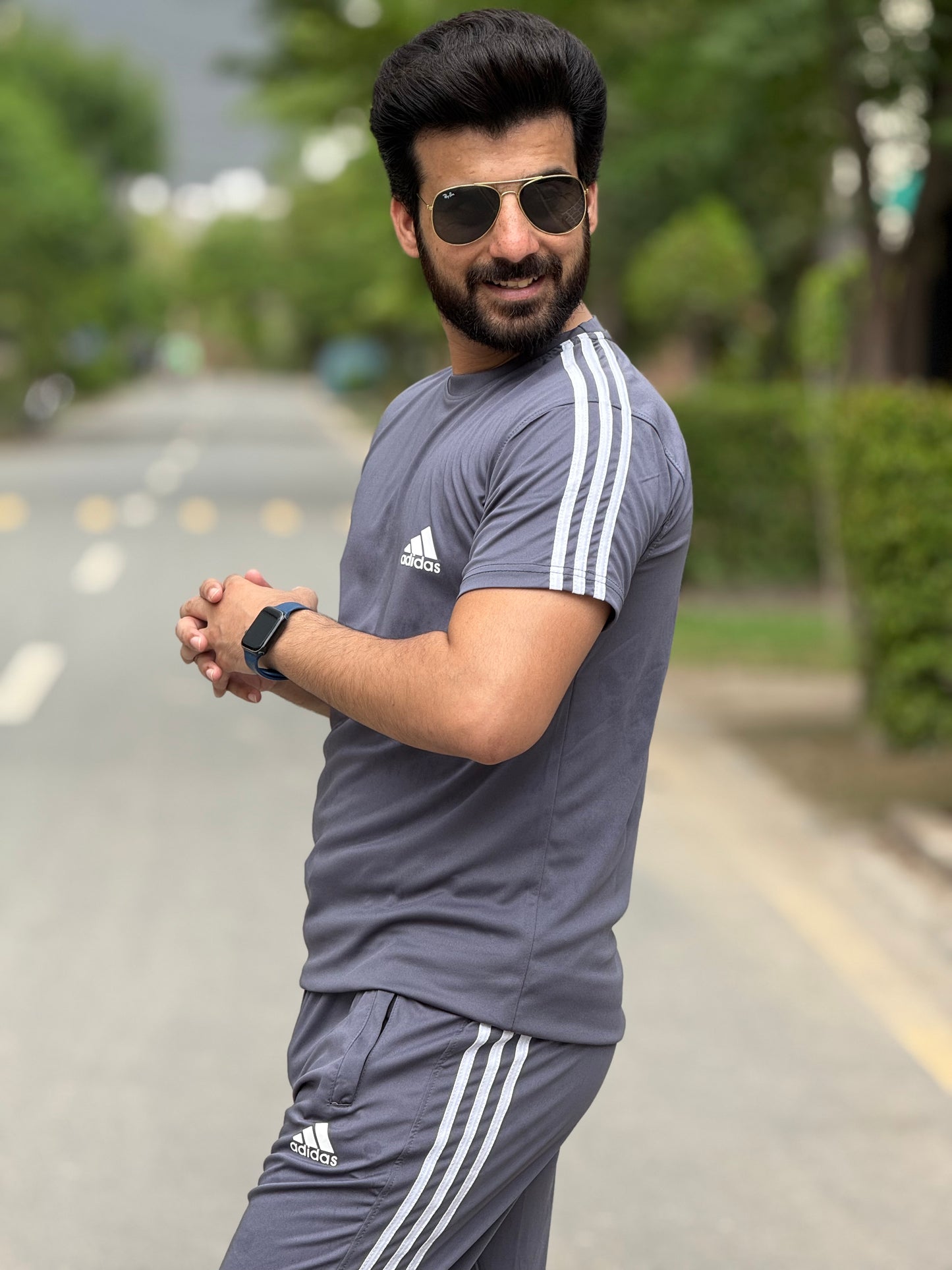 Adi Dri-fit Tracksuit- Light Grey