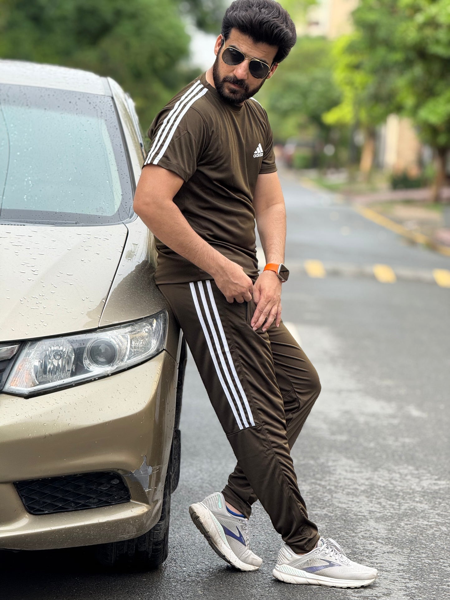 Adi Dri-fit Tracksuit- Olive Green