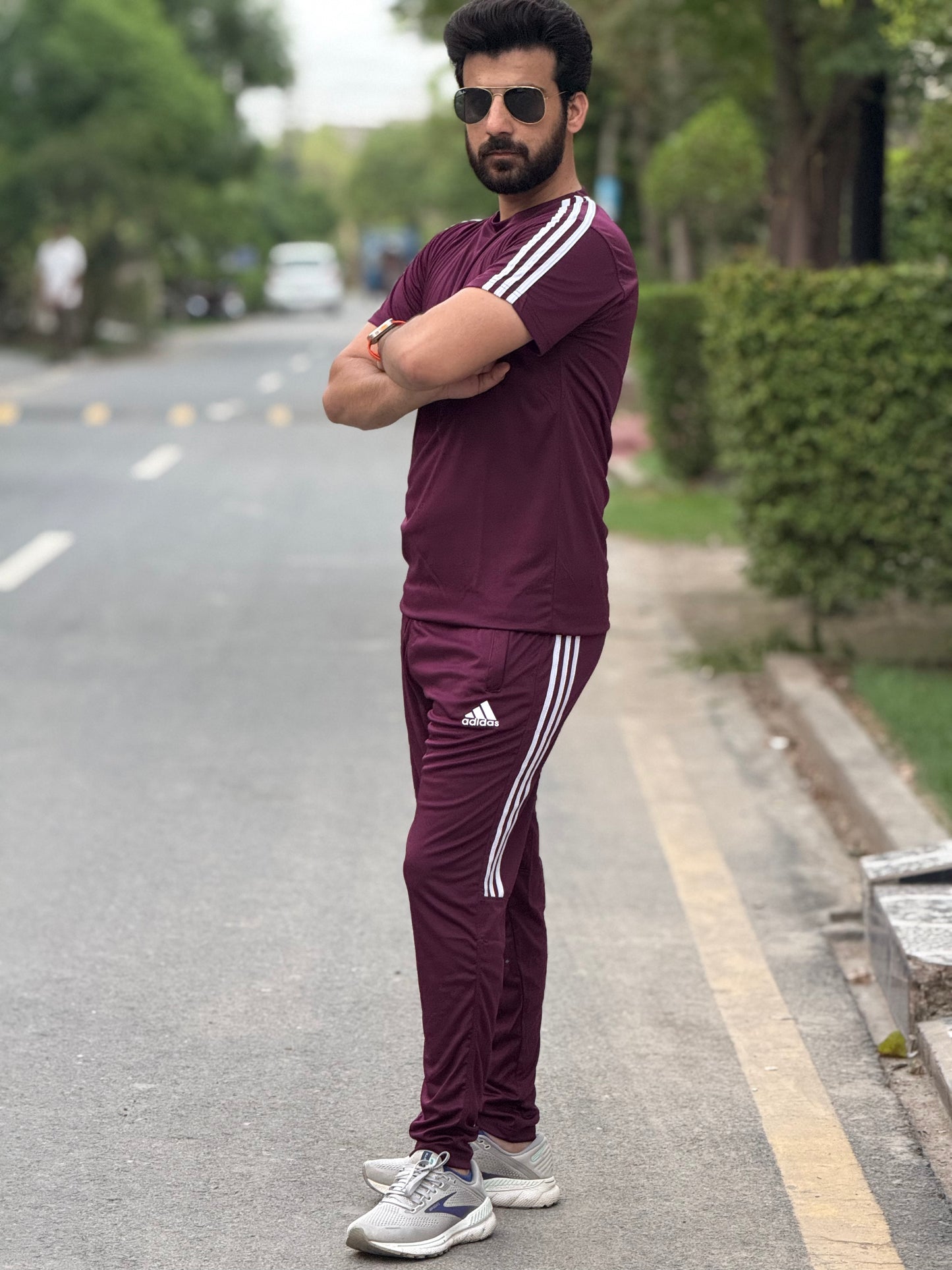 Adi Dri-fit Tracksuit- Maroon