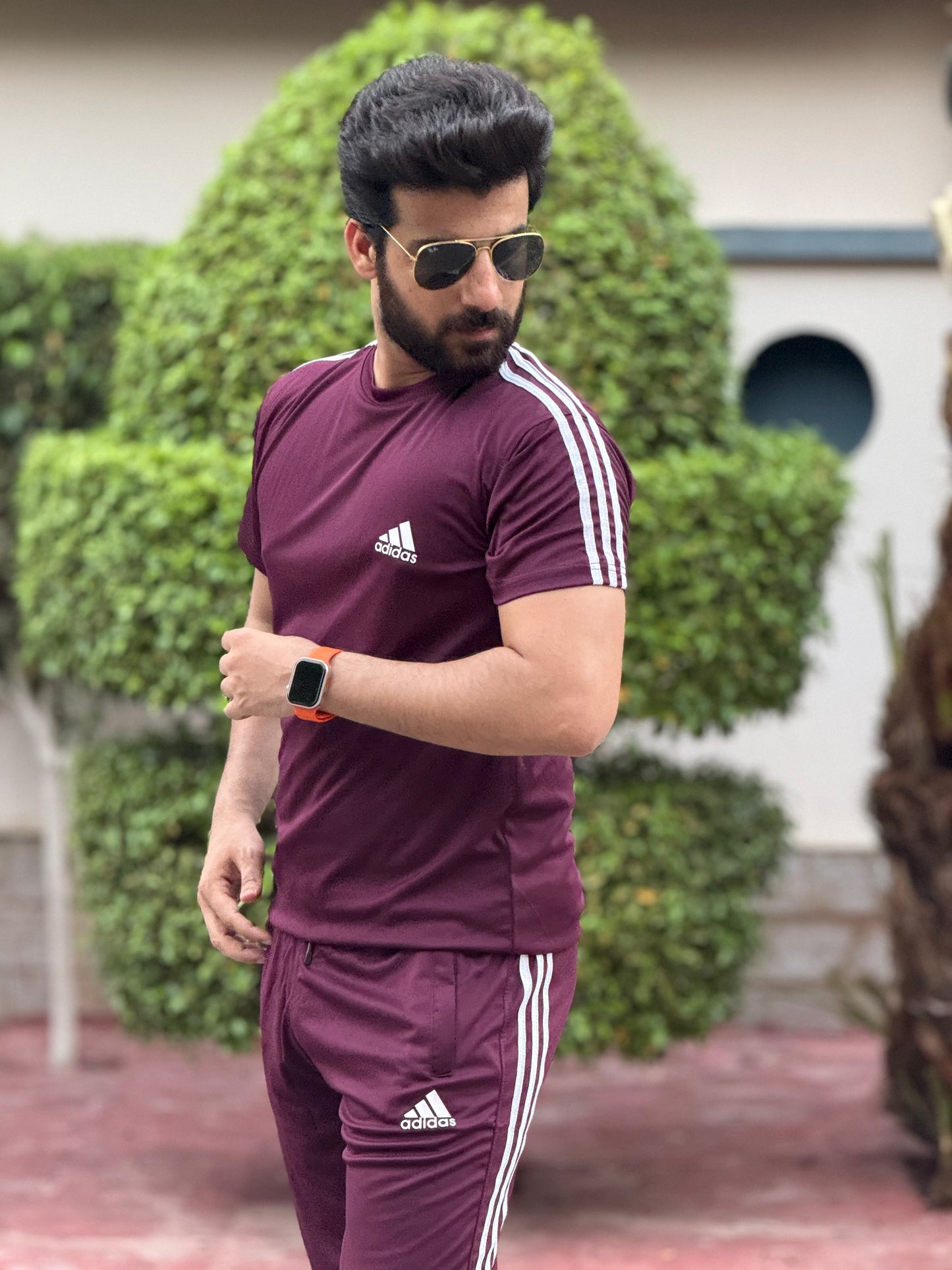 Adi Dri-fit Tracksuit- Maroon