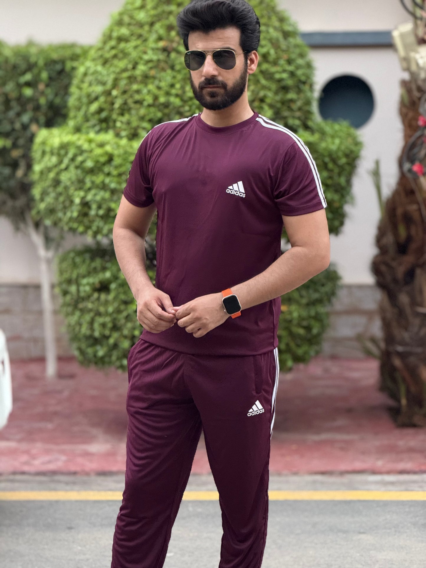 Adi Dri-fit Tracksuit- Maroon