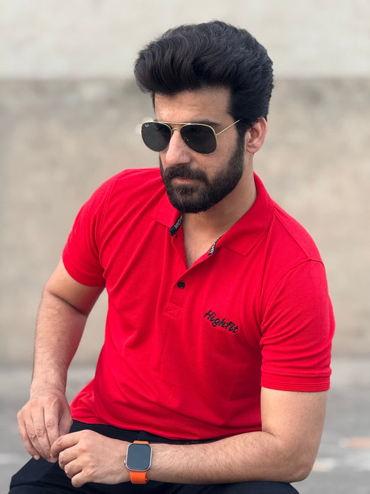 Red Classic Basics Cotton Polo