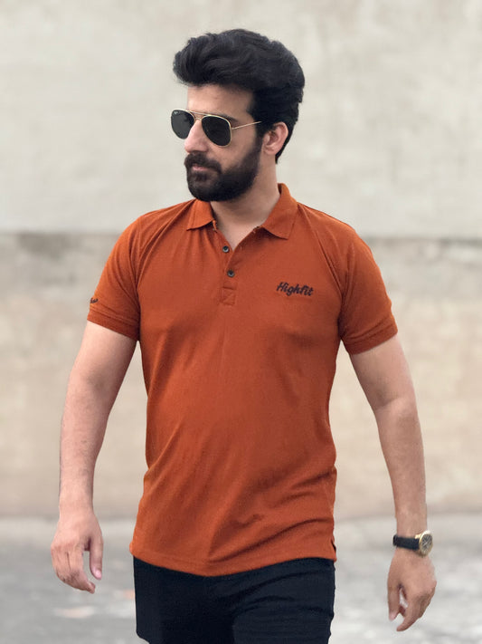 Brown Classic Basics Cotton Polo