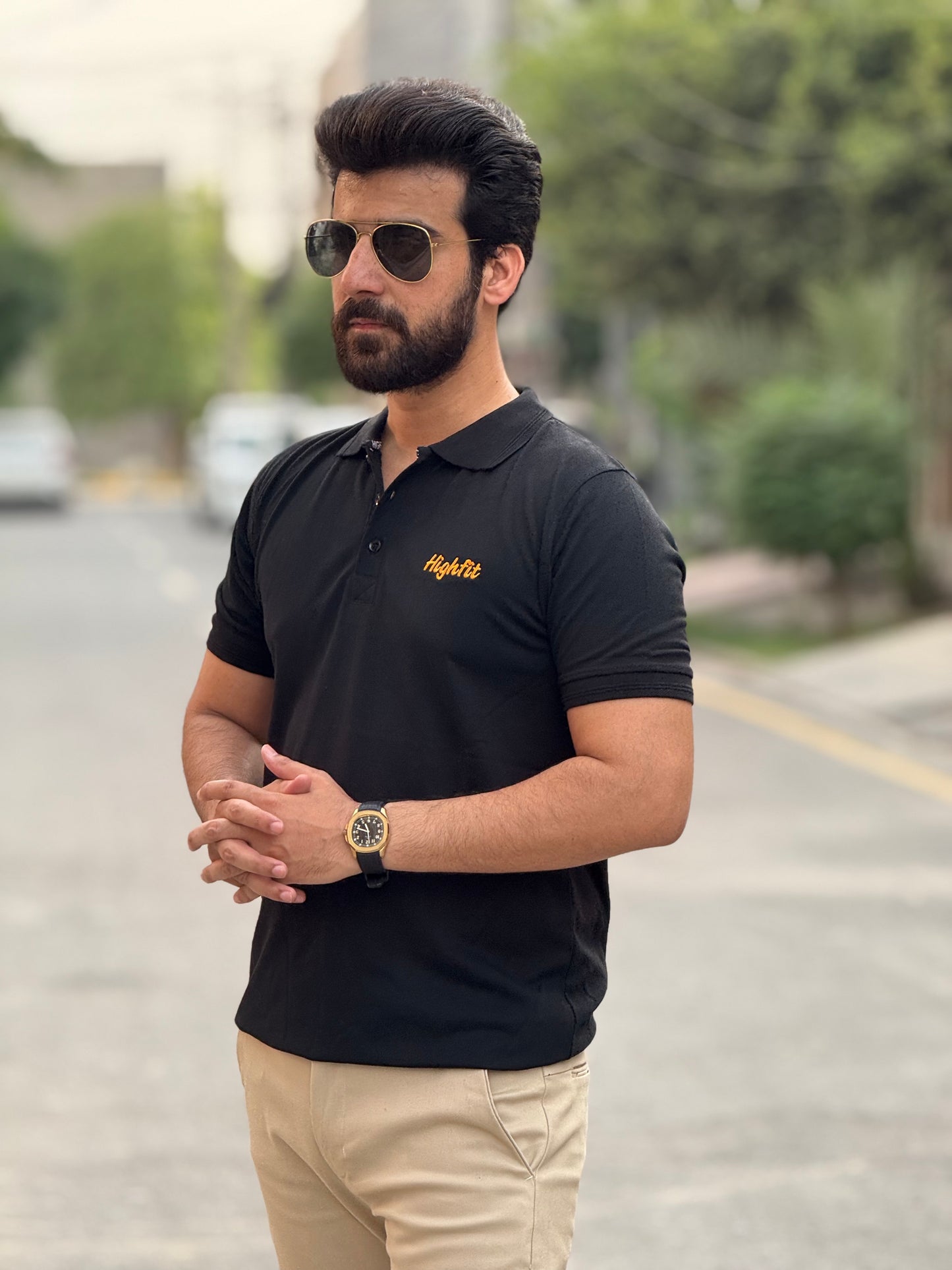 Black Classic Basics Cotton Polo