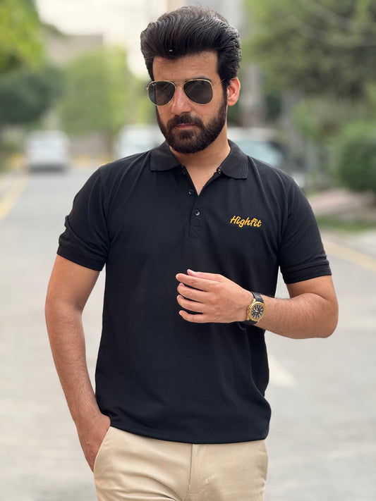 Black Classic Basics Cotton Polo