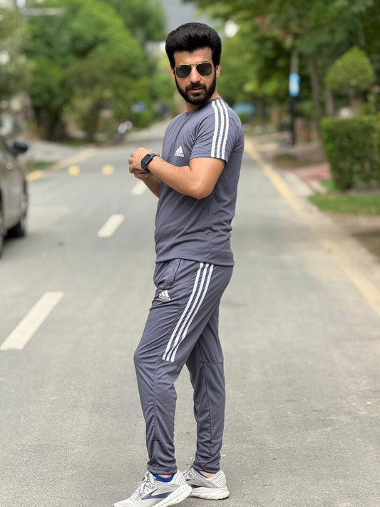 Adi Dri-fit Tracksuit- Light Grey