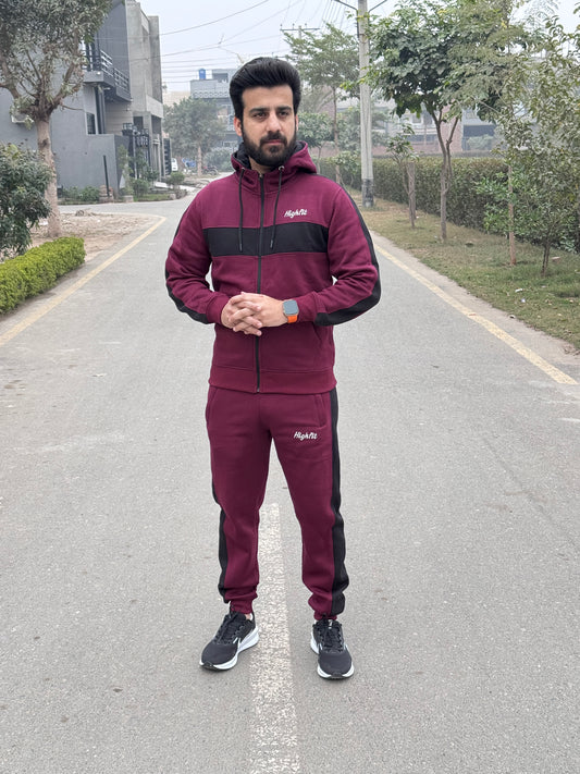 Imperial Cotton Flece Tracksuit- Burgundy/Black