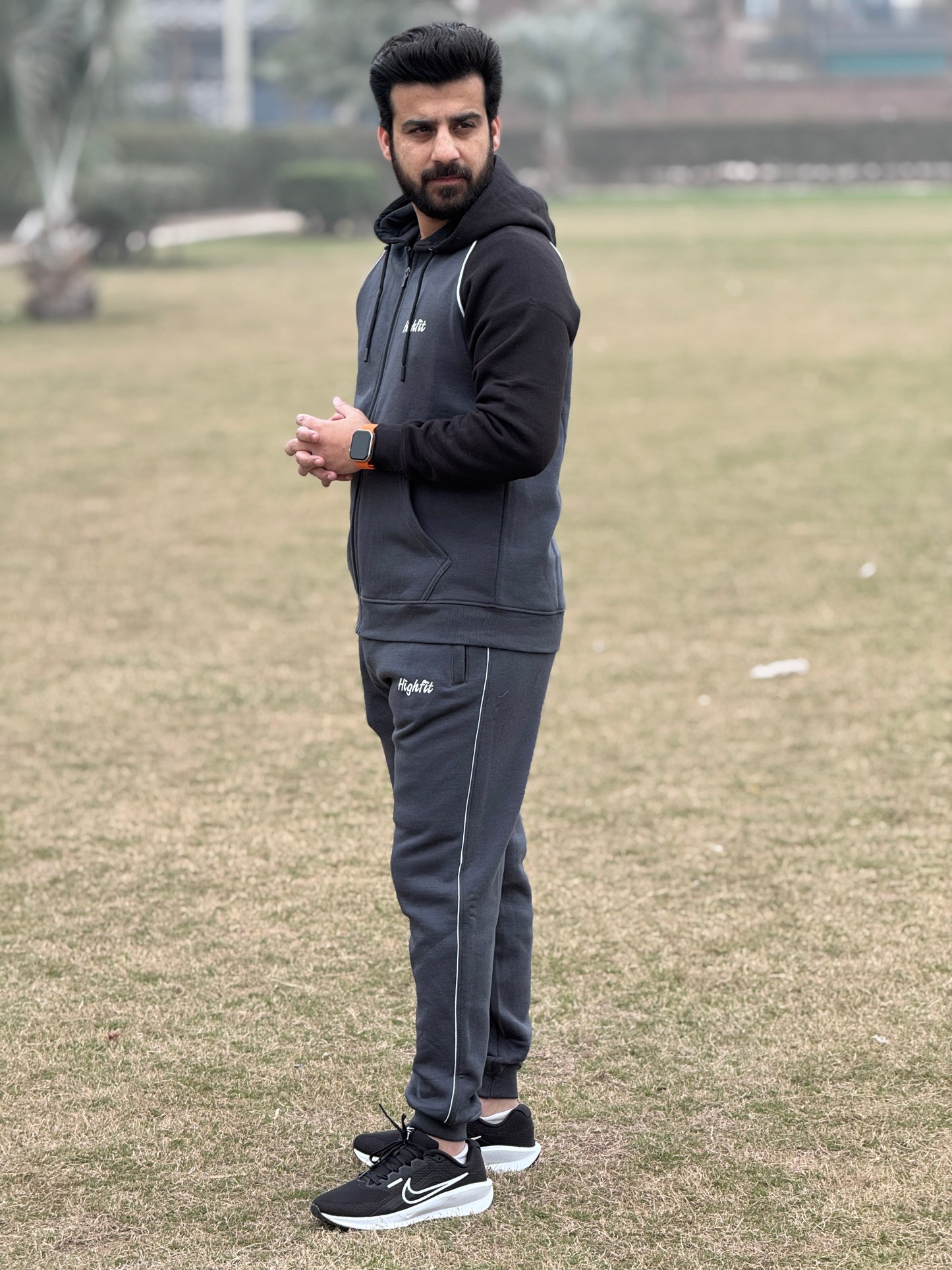 Styli Cotton Flece Tracksuit - Grey\Black