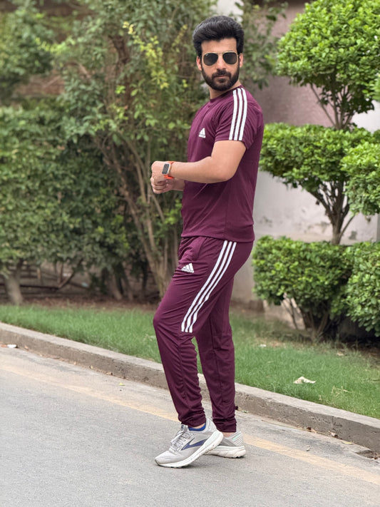 Adi Dri-fit Tracksuit- Maroon